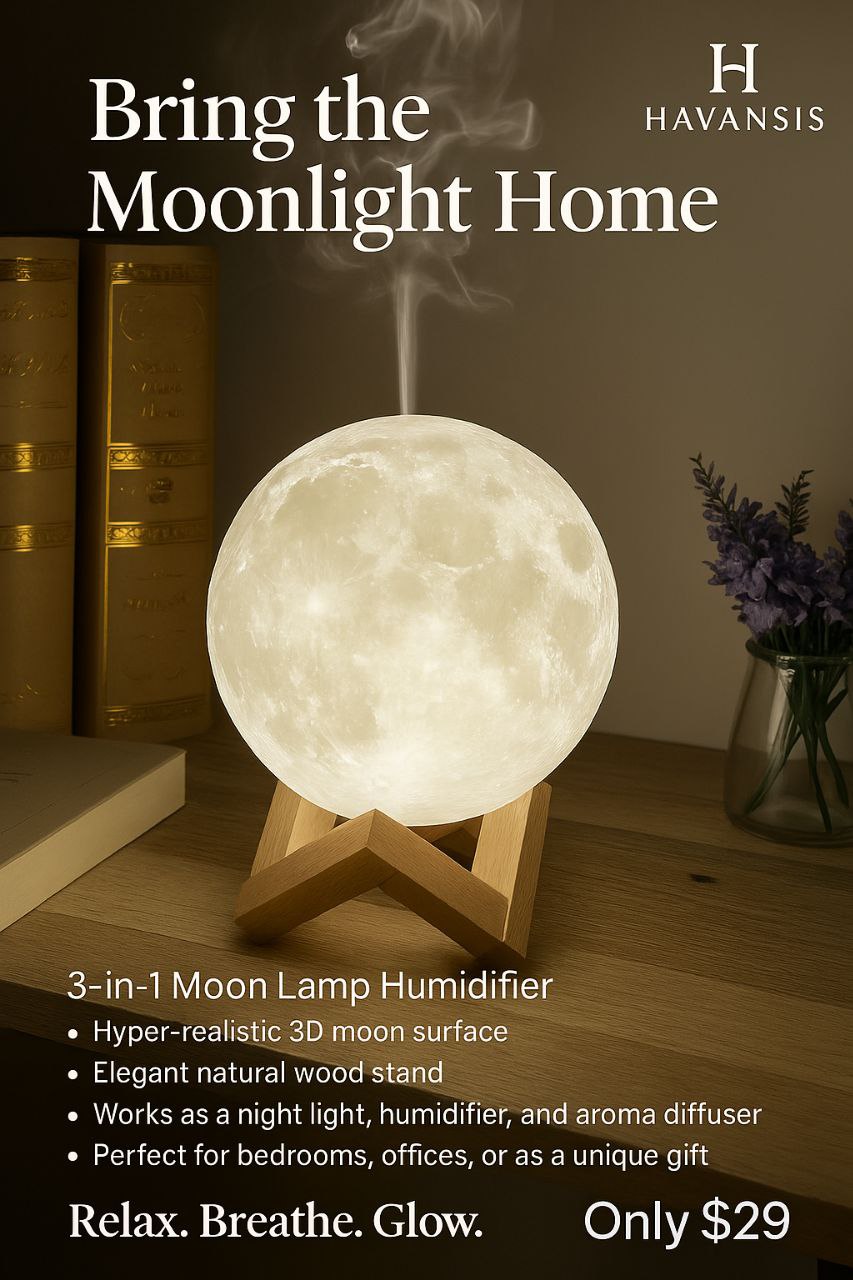 Ultrasonic Moon Air Humidifier with LED Night Lamp